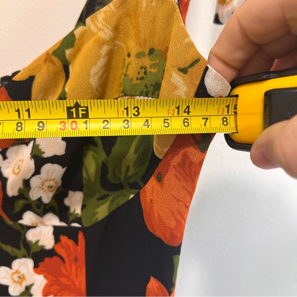 Reformation Nadira Floral Georgette Midi Dress Luisa Black Yellow Tie Straps, 4 - Picture 14 of 16